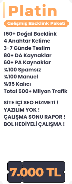 Platin backlink paketi içeriği ve fiyatı