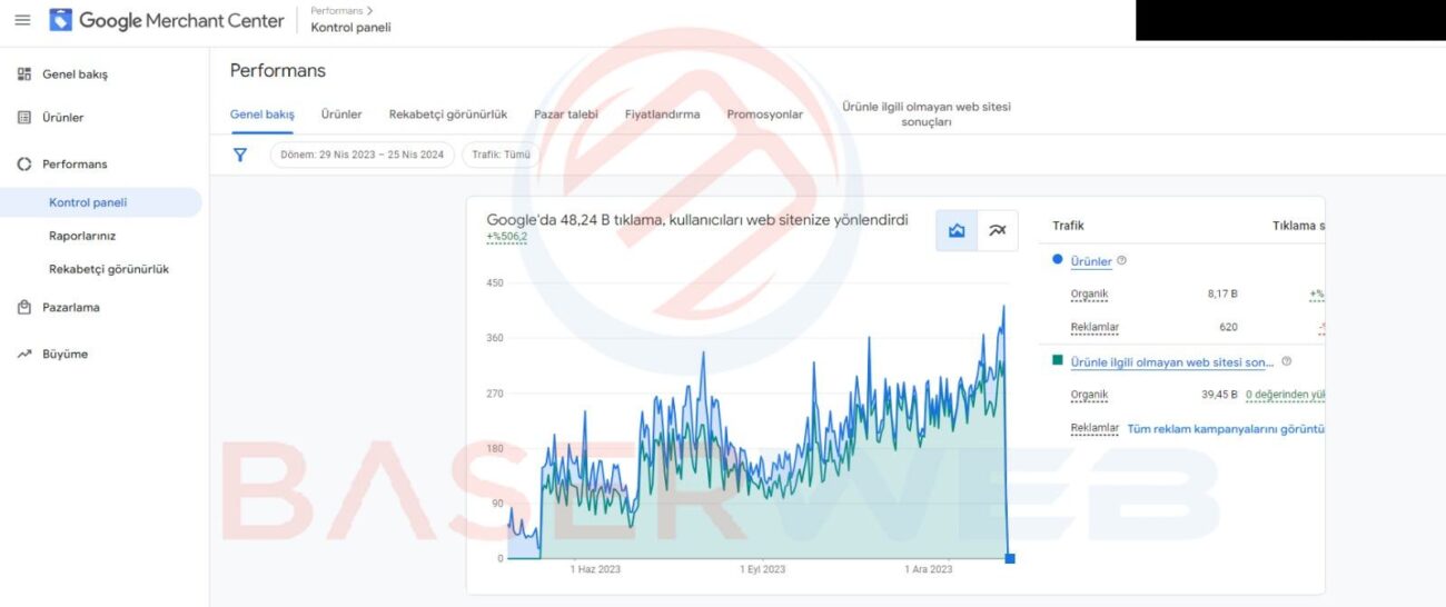 Google Merchant Center organik trafik performansı